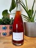 Back label of Bencze Birtok Petillant Rose natural wine bottle