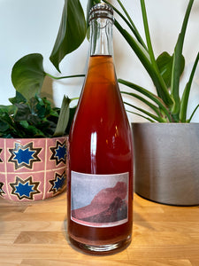 Front label of Bencze Birtok Petillant Rose natural wine bottle