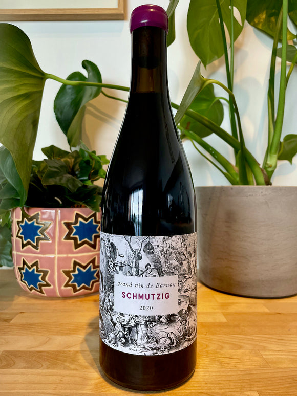 Front label of Grand Vin de Barnag Schmutzig natural wine bottle