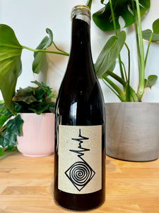 Front label of Spirals Roots natural wine bottle