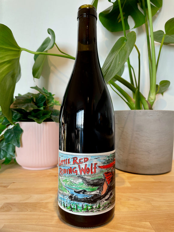 Front label of Staffelter Hof Little Red Riding Wolf natural wine bottle